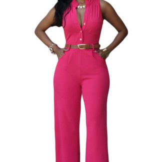 Single Breasted Women Jumpsuit Sleeveless Bodysuit Wide Leg Elegant Jumpsuit Women High Waist Sexy Rompers