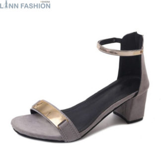 Lady Wedding Shoes Summer High Heel Sandals Women Ankle Strap Thin Heels Sandals Party Shoes Metal Sandals Size 35-39