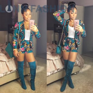 African Dresses New Dresses Promotion Robe Africaine 2018 Fashion Print Long Sleeve Shorts, Suit, African, New, Women, Clothes