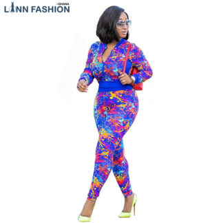 2018 Spring Floral Print Two Piece Set Moleton Feminino Women's Sexy Casual Outfits Crop Top And Pants Suits Ensemble Femme