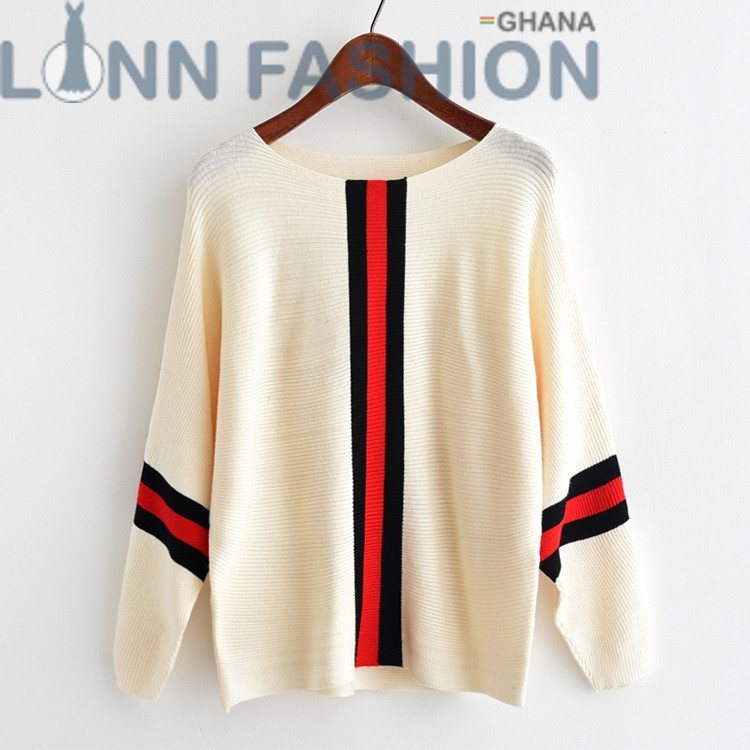 2018 New Winter Women Sweaters Fashion O-Neck Batwing Striped Pullovers Plus Size Loose Sweaters Female Jumper Tops - Image 3