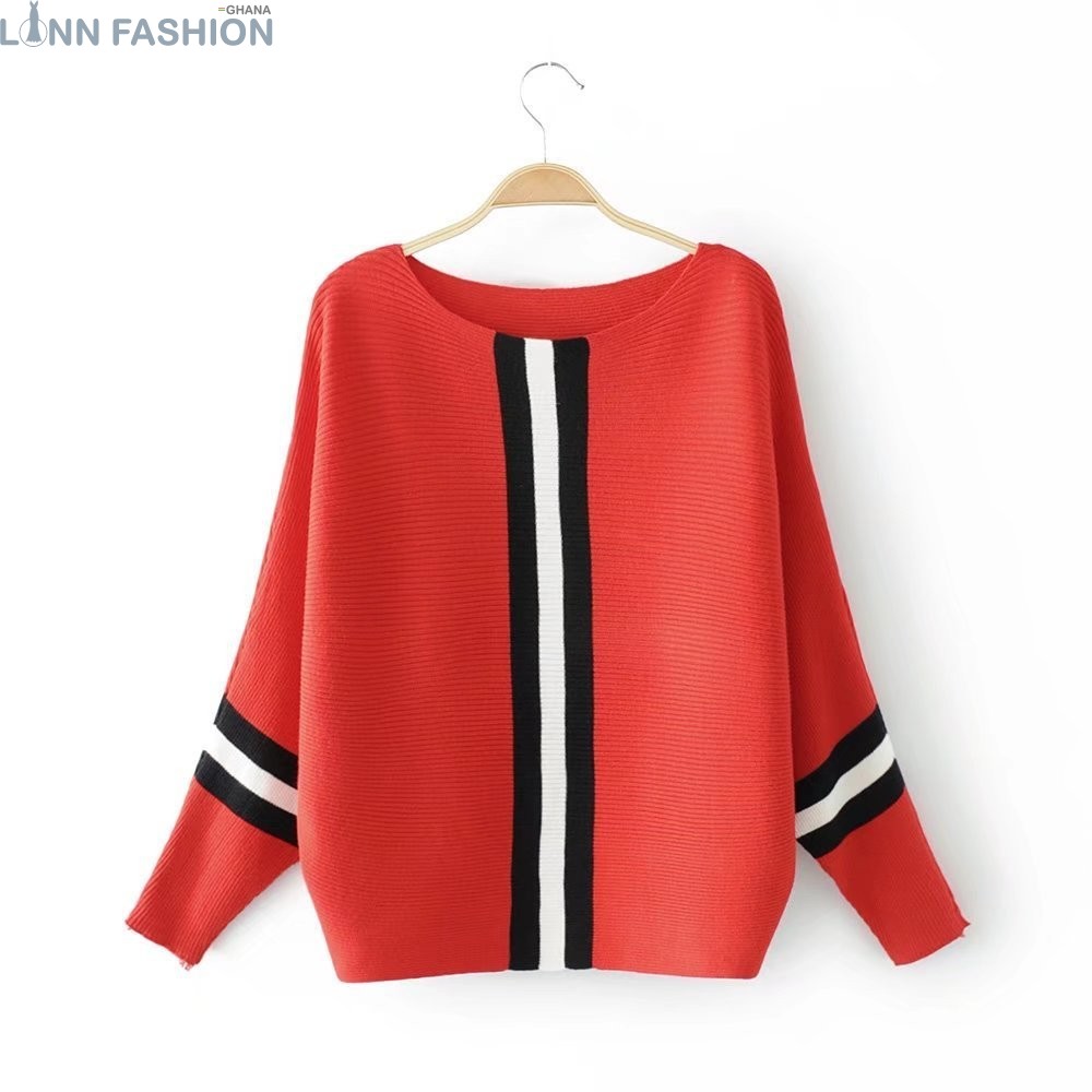 2018 New Winter Women Sweaters Fashion O-Neck Batwing Striped Pullovers Plus Size Loose Sweaters Female Jumper Tops - Image 4