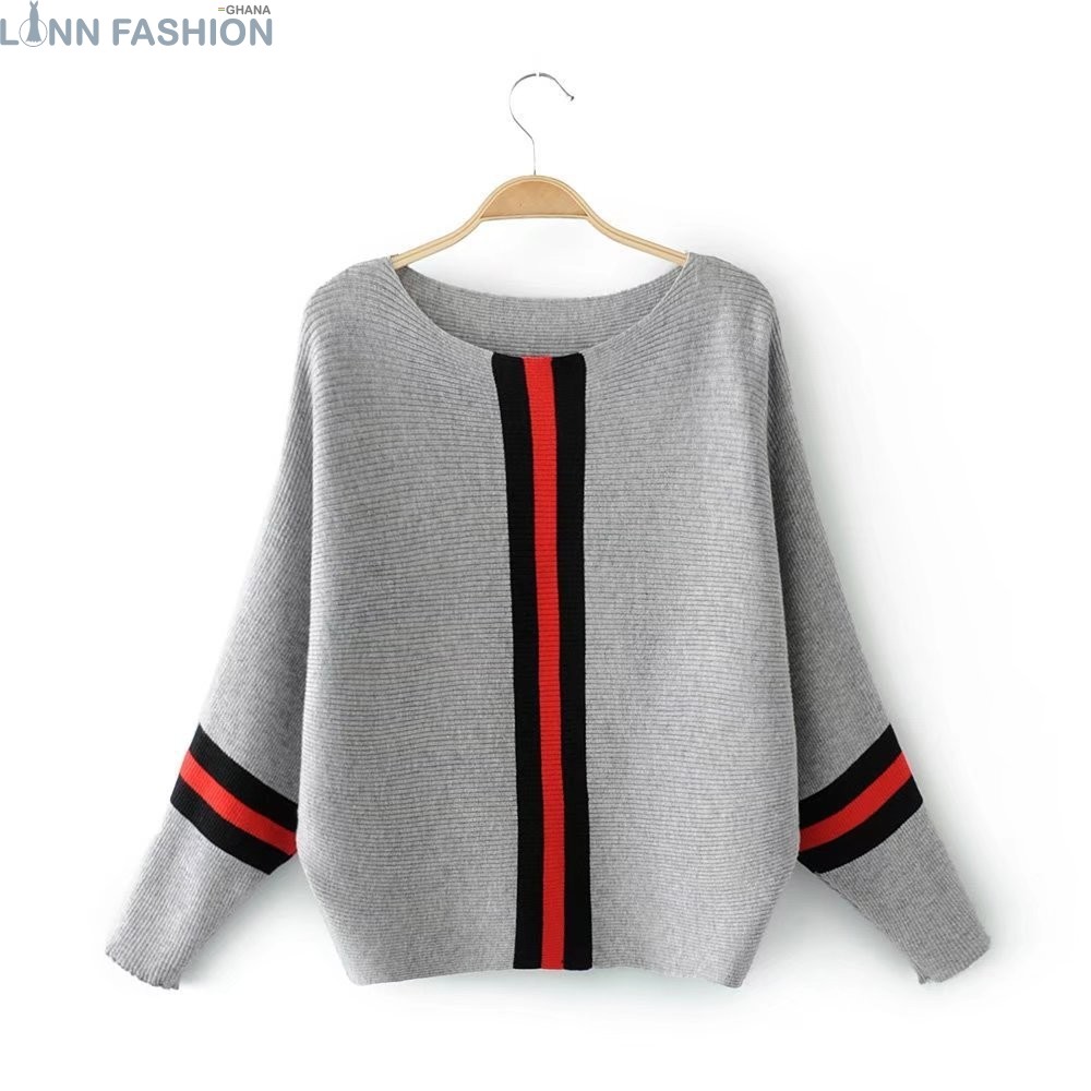 New Winter Women Sweaters Fashion O-Neck Batwing Striped Pullovers Plus Size Loose Sweaters Female Jumper Tops
