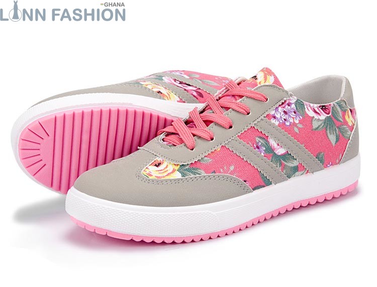 Floral Print Low Top Lace-up Muticolor Plimsolls Sneakers - Image 7