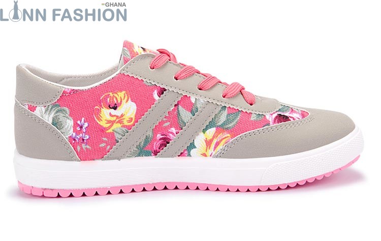Floral Print Low Top Lace-up Muticolor Plimsolls Sneakers - Image 6