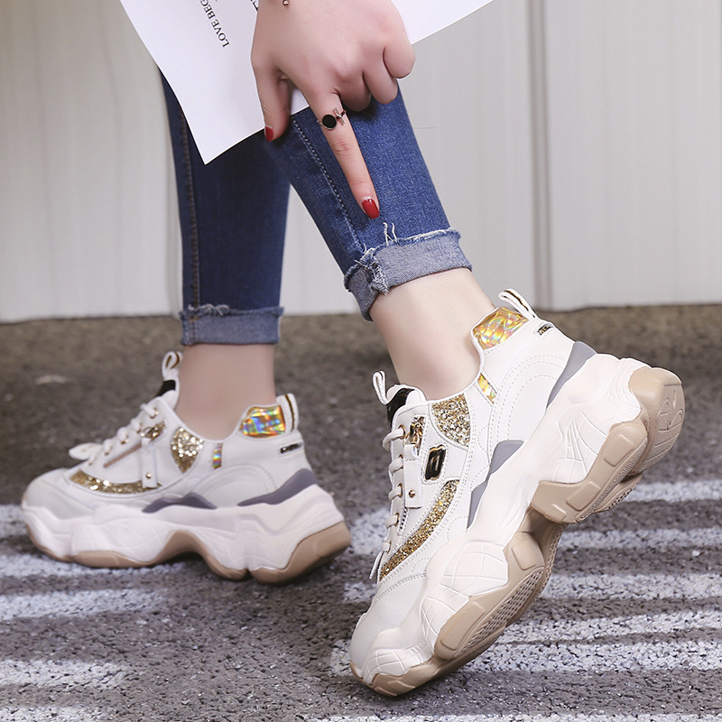 网红老爹鞋女2019新款韩版网红智熏鞋百搭厚底增高学生超火运动鞋 - Image 4