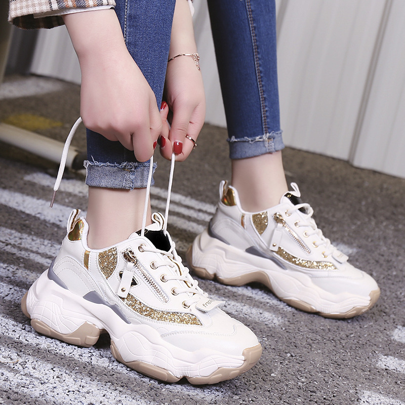 网红老爹鞋女2019新款韩版网红智熏鞋百搭厚底增高学生超火运动鞋