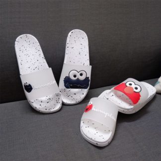 Fashion Sesame Street Cartoon slippers women laides Flats Non-slip Summer women slippers men slides Beach flip flops unisex