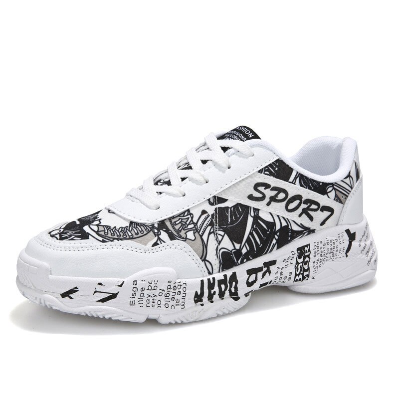 Summer White shoes men's trend canvas shoes print men sneaker Spring Autumn Thick bottom Vulcanized shoes - Image 6