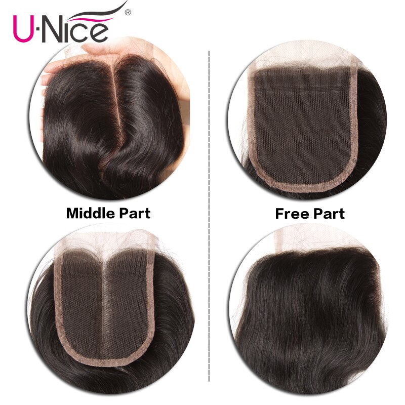 UNICE Hair Brazilian Body Wave Virgin Hair Bundles With Closure 4PCS Human Hair Bundles With Closure 8-26 "Virgin Hair Extension - Image 5