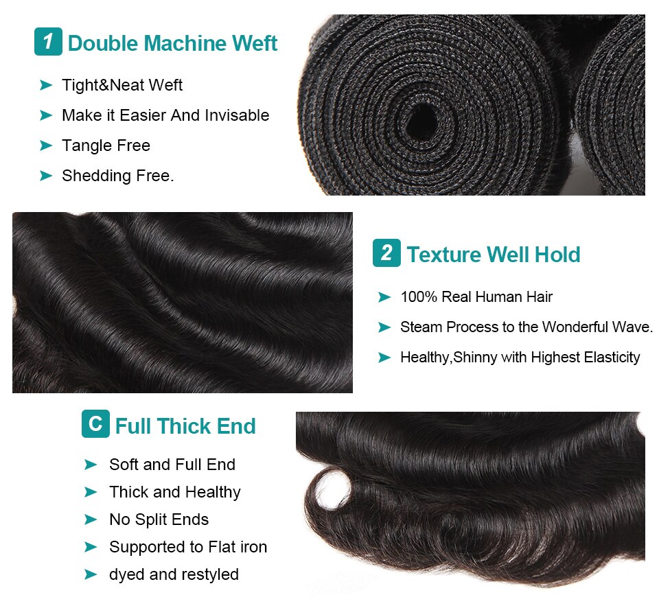 Allove Body Wave Bundles Malaysian Hair Bundles 100% Human Hair Bundles 1 3 4 Bundles Deals Malaysian Body Wave Hair Non Remy - Image 3