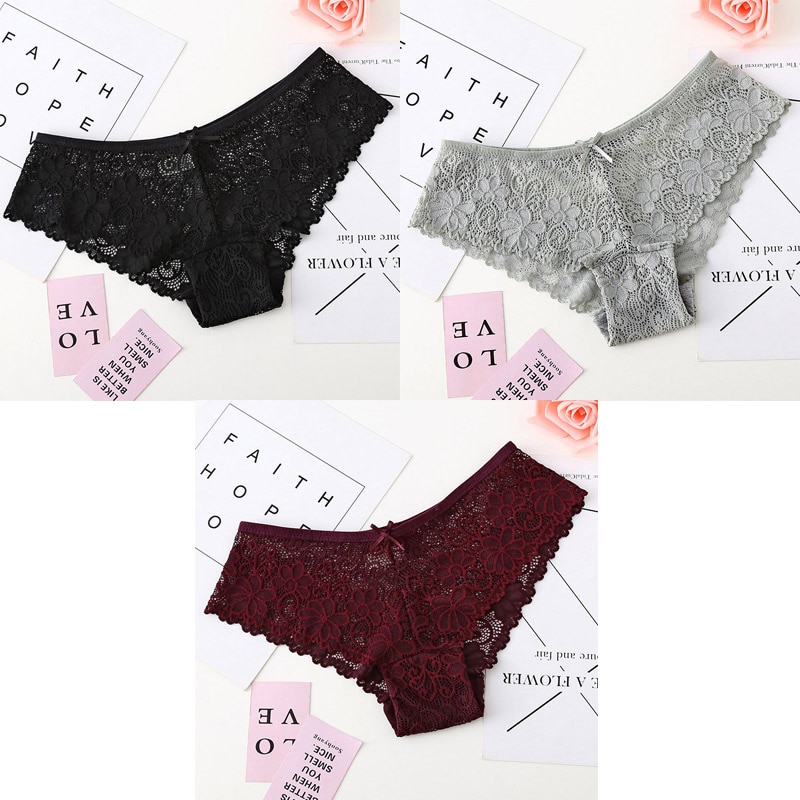 3 Pcs Panties For Woman Underwear Sexy Lace Breathable Female Panty Hollow Transparent Briefs Sexy Underwear Women M-XL BANNIROU - Image 17