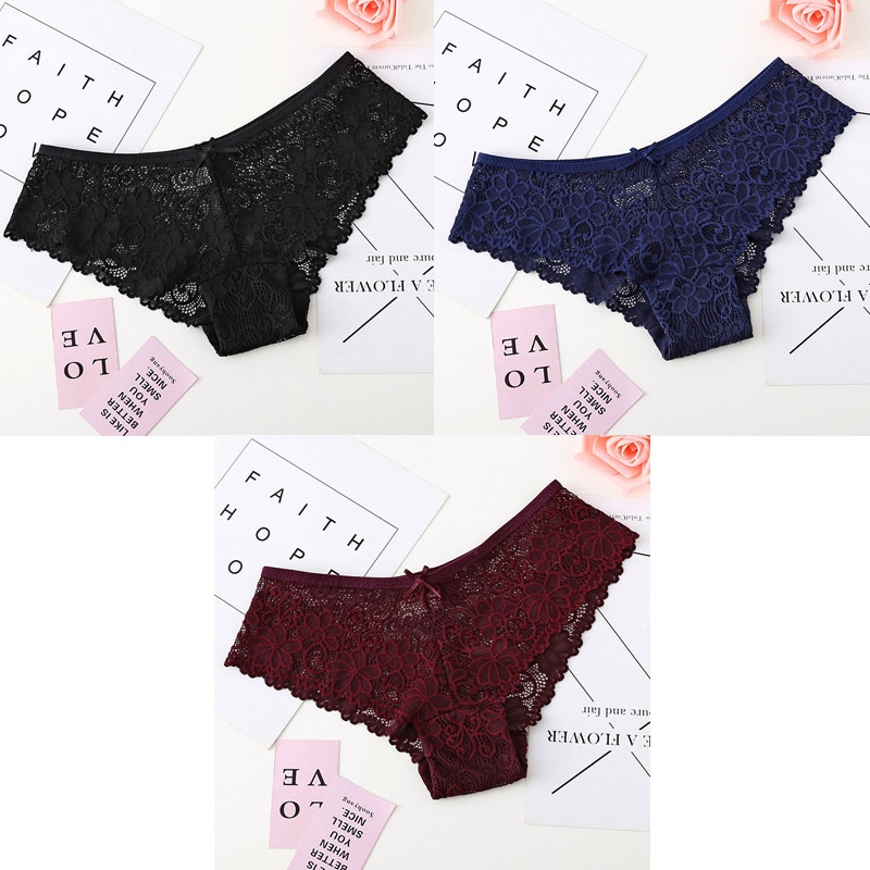 3 Pcs Panties For Woman Underwear Sexy Lace Breathable Female Panty Hollow Transparent Briefs Sexy Underwear Women M-XL BANNIROU - Image 9