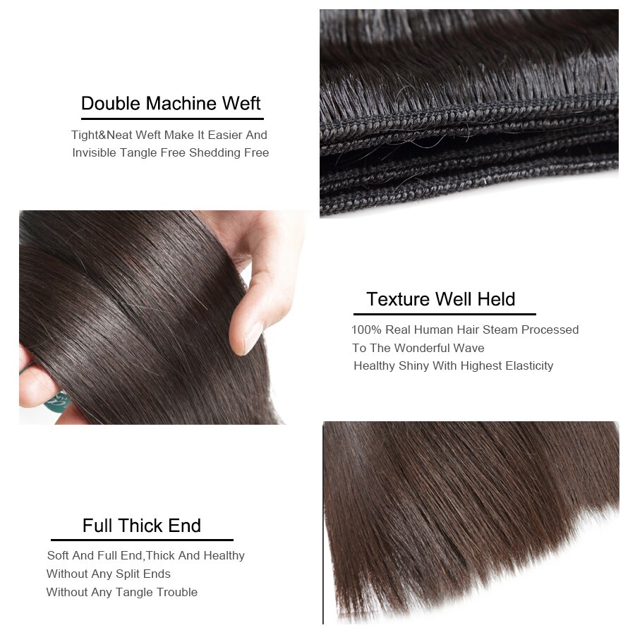 Missblue 8-34 36 38 40 Inch Brazilian Hair Weave Bundles Straight 100% Human Hair 3/4 Bundles Natural Color Remy Hair Extensions - Image 4