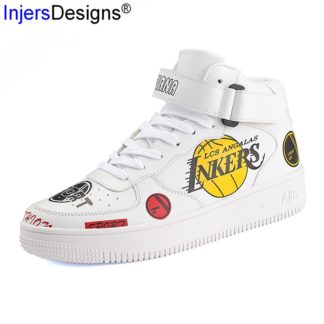 Hot Sale High Top Skateboarding Shoes Lovers Lace-Up Breathable Casual Sneakers Fashion Graffiti Trainers Couple Plus Size 36-45