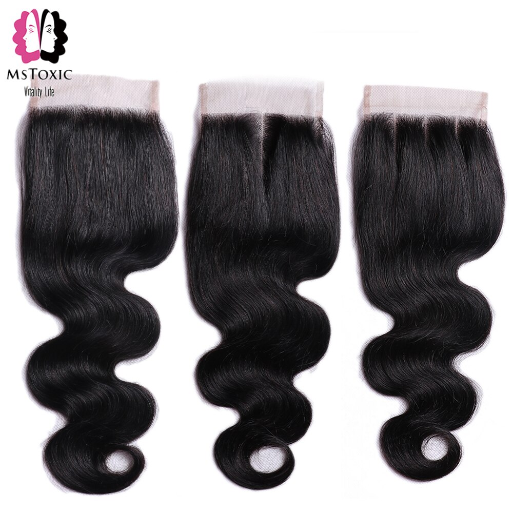 Mstoxic Body Wave Bundles With Closure Brazilian Hair Weave Bundles With Closure Non Remy Human Hair Bundles With Closure - Image 5