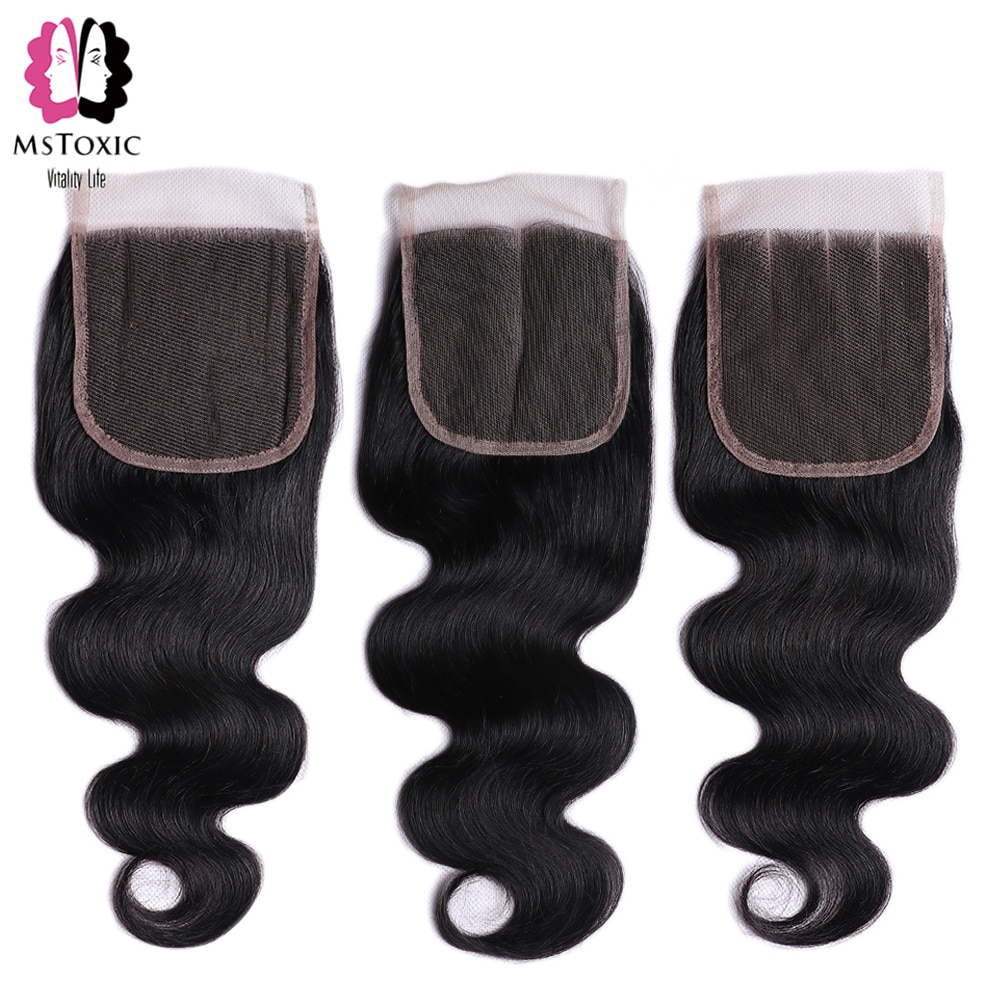 Mstoxic Body Wave Bundles With Closure Brazilian Hair Weave Bundles With Closure Non Remy Human Hair Bundles With Closure - Image 6