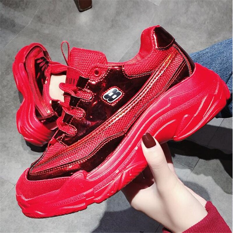 Sequined Cloth Mesh Women Platform Chunky Sneakers 2019 Fashion Women's Flat 6CM Thick Sole Shoes Woman Wedge Dad Trainers - Image 6