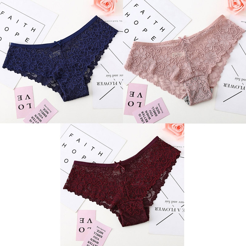 3 Pcs Panties For Woman Underwear Sexy Lace Breathable Female Panty Hollow Transparent Briefs Sexy Underwear Women M-XL BANNIROU - Image 25