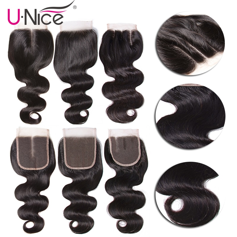 UNICE Hair Brazilian Body Wave Virgin Hair Bundles With Closure 4PCS Human Hair Bundles With Closure 8-26 "Virgin Hair Extension - Image 4