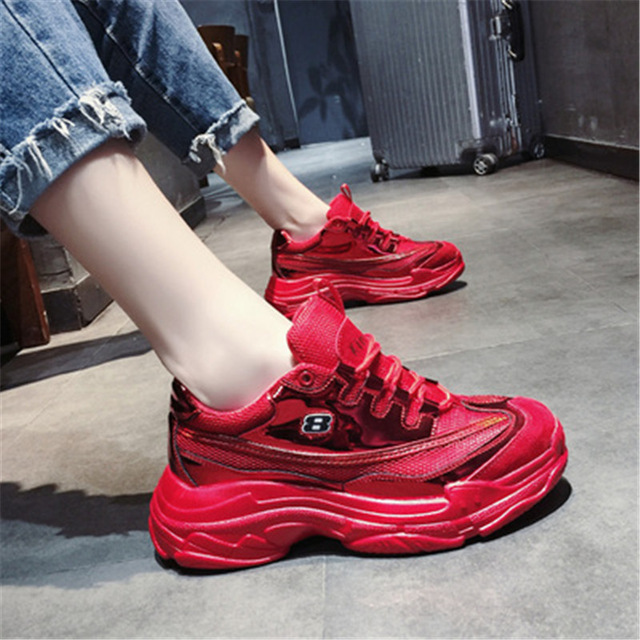 Sequined Cloth Mesh Women Platform Chunky Sneakers 2019 Fashion Women's Flat 6CM Thick Sole Shoes Woman Wedge Dad Trainers - Image 7